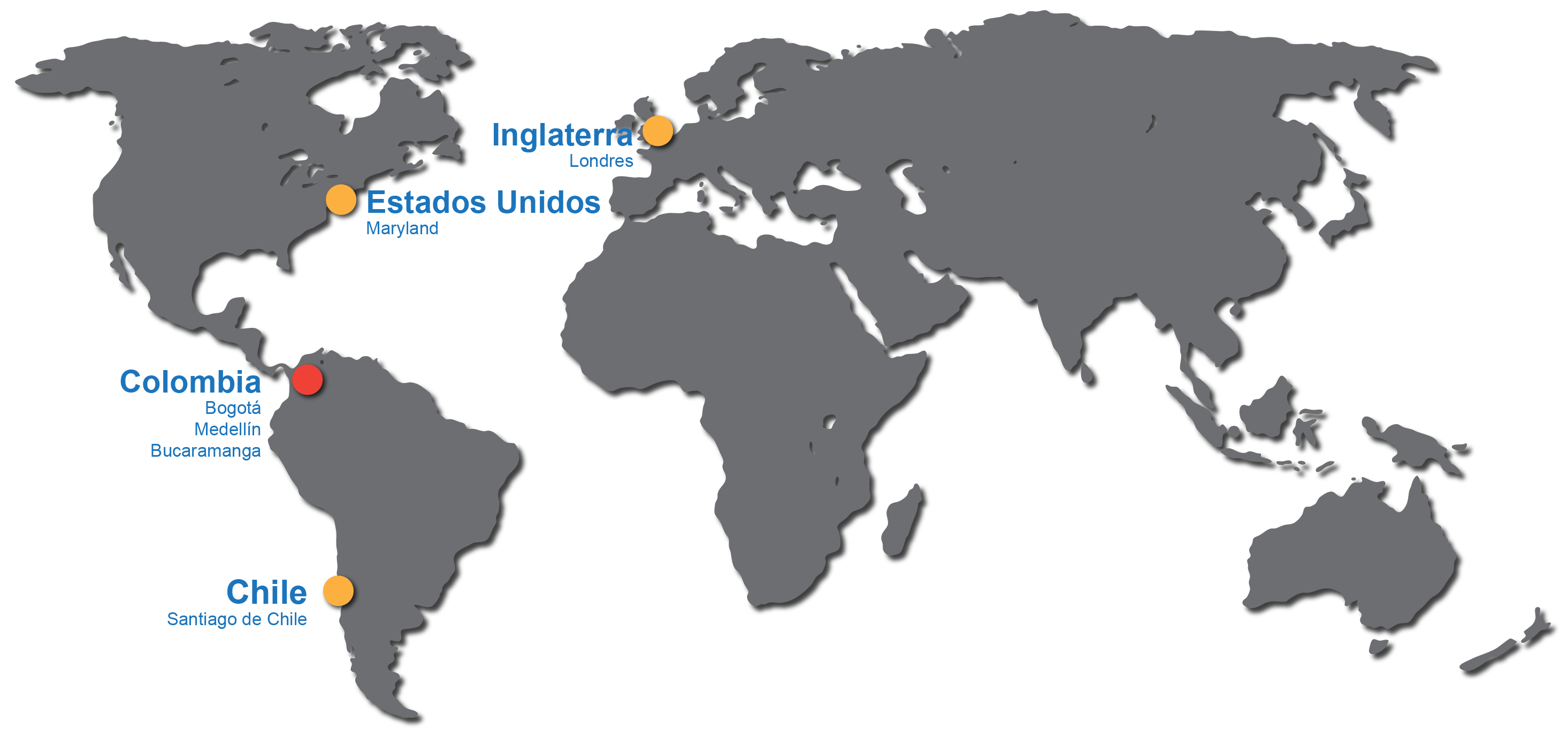 Ubicación de oficinas y asesores de MG Asociados a nivel mundial.